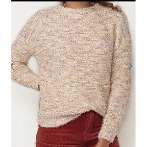 LC Lauren Conrad XL Sweater Eyelash Knit Metallic Gold Pink Confetti Shimmer